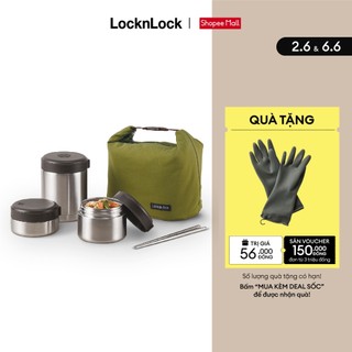 Bộ 3 Hộp Cơm Giữ Nhiệt Lock&Lock Mushroom LHC8025SLV màu bạc