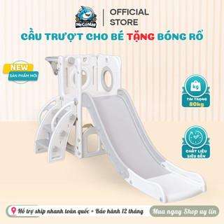 Cầu trượt cho bé Pakey Lâu Đài TẶNG KÈM BÓNG RỔ, cầu trượt cao dày dặn chịu tải trọng 100kg bảo hành 2 năm