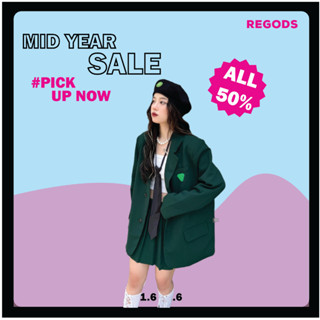 Áo khoác blazer có độn vai thêu REGODS form rộng unisex nam nữ vải Flannel 2 lớp -  Blazer Tag