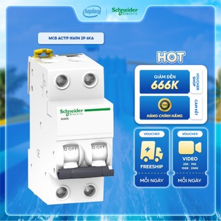Cầu dao tự động mcb a9k27206 schneider acti9 ik60 2 pha 6a 6ka | aptomat bảo vệ an toàn a9k27206 schneider