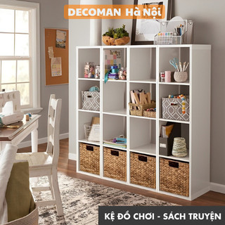 Giá kệ tổ ong đựng sách vở, đồ chơi để đồ đa năng bằng gỗ MDF 2 3 4 tầng giá rẻ cho học sinh, sinh viên DECOMAN - D12