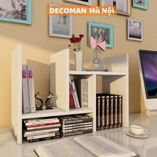 Kệ giá sách mini gỗ MDF trang trí decor để bàn học làm việc tùy chỉnh kích thước đa năng đựng đồ sách vở DECOMAN - D07