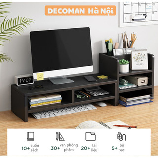 Kệ máy tính để bàn kèm kệ sách DECOMAN làm từ gỗ MDF cao cấp phủ Melamine giúp bạn làm việc thoải mái và dễ chịu - D11