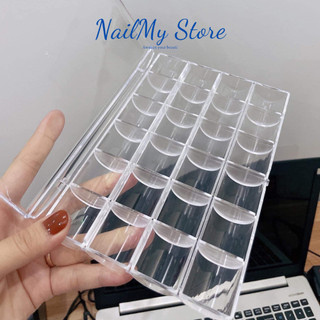 Khay mica 24 ô đựng đá, charm nail, hộp đựng phụ kiện làm móng