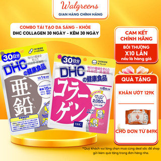Combo Viên uống tái tạo làn da sáng khỏe đều màu, DHC collagen - DHC kẽm C 30 ngày