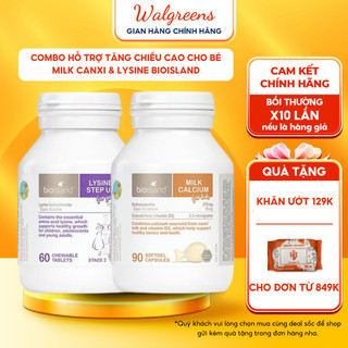Combo phát triển chiều cao cho bé Milk Canxi và Lysine Bio Island giúp bé tăng cường miễn dịch, khỏe mạnh, cao lớn