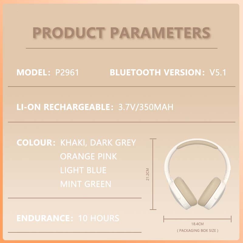 MKEPS P2961 Tai Nghe Bluetooth KhôNg DâY, TíCh HợP Microphone, âM Bass SâU, MàU SắC đáNg YêU | BigBuy360 - bigbuy360.vn