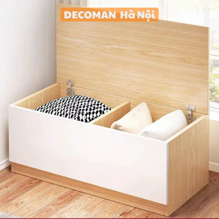 Tủ gỗ kê đầu giường cửa sổ có thể ngồi nằm được DECOMAN, kệ để quần áo, đồ chơi trẻ em..lắp ghép tiện lợi - D50