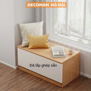Kệ tủ gỗ kê đầu giường cửa sổ ban công decor phòng ngủ để quần áo, đồ chơi trẻ em... có thể ngồi nằm được DECOMAN - D05