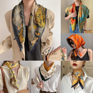 Khăn Choàng Cổ Lụa Cao Cấp Mềm Mại, Khăn Lụa Vuông Quấn Áo Size 90x90cm Phối Họa Tiết Sang Trọng, Thời Trang Nữ K9065