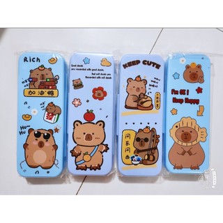 Hộp bút nhựa 2 tầng capybara cho bé mẫu dễ thương