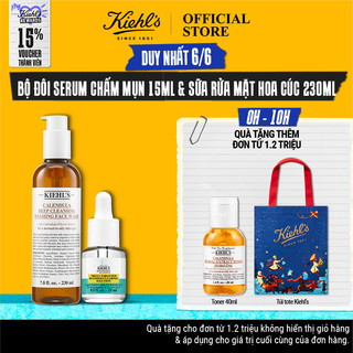 Bộ Serum chấm mụn Truly Targeted Blemish - Clearing Solution 15ml & Sữa rửa mặt hoa cúc Kiehl's Calendula Wash 230ml