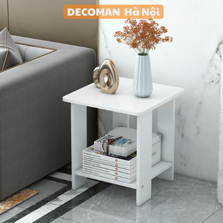 Tủ tab đầu giường 2 tầng để đồ, đèn ngủ DECOMAN kệ decor bằng gỗ phủ melamin trang trí phòng ngủ, phòng khách - d13