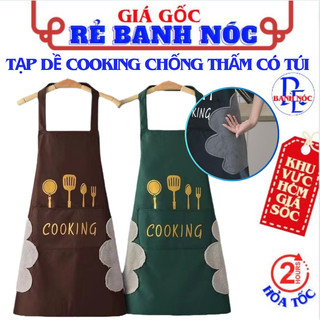 Tạp Dề Nấu Ăn Chống Nước,Chống Dầu Có Túi Đựng Kèm Khăn Lau Tay Bên Hông - Tạp Dề Chống Thấm Cooking