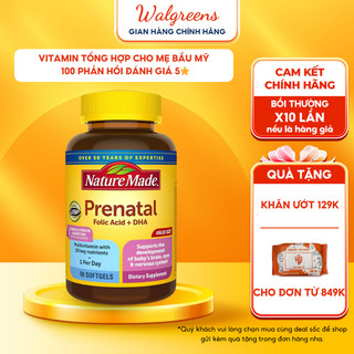 Vitamin tổng hợp cho bà bầu Nature Made Acid Folic + DHA hỗ trợ tăng cường sức khoẻ thai kỳ 150 viên.