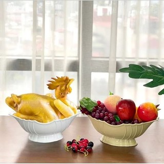 Bát thuyền đựng gà cúng nguyên con, hoa quả nhựa pp trắng dày cao cấp,bát đựng gà Phúc Lộc Thọ