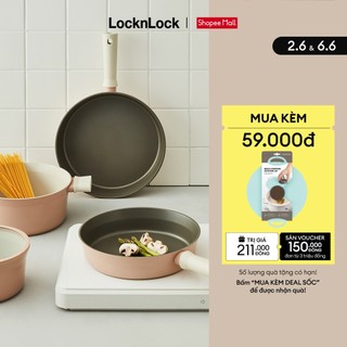 Chảo nhôm chống dính Suit Lock&Lock size 22cm-24cm-26cm (Có từ) – Màu hồng – CSU