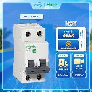 Cầu dao tự động dòng Easy9 Schneider| MCB 2 pha dòng cắt 4.5kA | Aptomat bảo vệ quá tải EZ9F34240 EZ9F34250 EZ9F34263