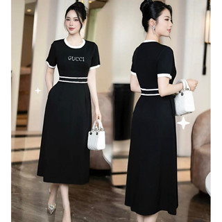 ( HÀNG QUẢNG CHÂU CAO CẤP) ĐẦM THUN CỔ PHỐI VIỀN MÀU XINH XẮN ( CC280524435 )