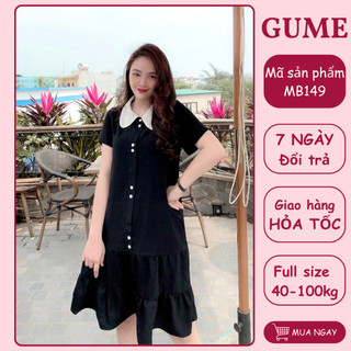 Váy bầu GUME váy bầu xinh dáng công sở babydoll dự tiệc bigsize 40-100kg dáng đuôi cá khuy dọc chất vải sạn lụa MB149
