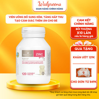 Viên uống bổ sung kẽm cho bé Bioisland Zinc giúp trẻ ăn ngon miệng và tăng cường đề kháng 120 viên của Úc