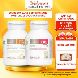 Combo viên uống canxi sữa và kẽm Bio Island giúp bé phát triển toàn diện xương răng