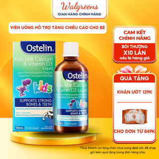 Canxi và vitamin D3 200IU dạng nước cho bé Ostelin Kids Milk Calcium & Vitamin D3 Liquid 90ml của Úc