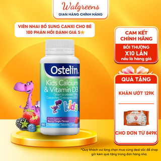 Kẹo Ostelin Kids Calcium & Vitamin D3 90 viên bổ sung canxi và vitamin D3 cho trẻ giúp hỗ trợ hệ xương, răng chắc khỏe