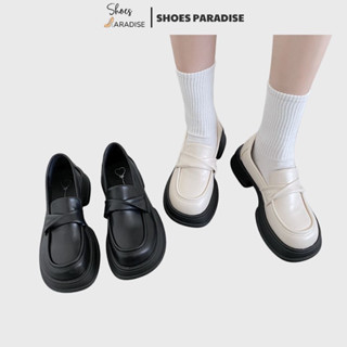 Giày loafer nữ cổ thấp nơ trơn đế cao 4cm kiểu oxford lolita thời trang học sinh viên đi học đi chơi ShoesParadise 2291