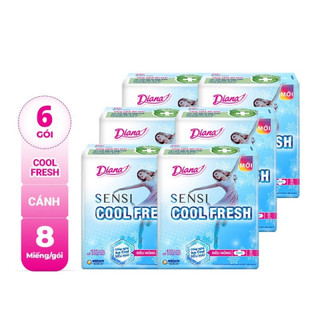 [CHE TÊN] Combo 6 gói băng vệ sinh Diana Sensi Cool siêu mỏng cánh 23cm (8 miếng)