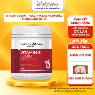 Vitamin E Healthy Care 500IU Úc dưỡng ẩm chăm sóc da dưỡng trắng và mờ thâm sẹo, giúp da căng mịn tươi trẻ 200 viên