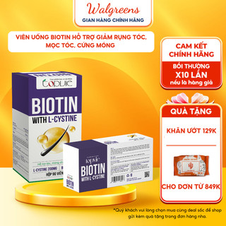 Viên uống mọc tóc chắc khỏe giúp tóc móng chắc khỏe giảm gãy rụng tóc BIOTIN with L-CYSTINE lọ 30 viên, 90 viên