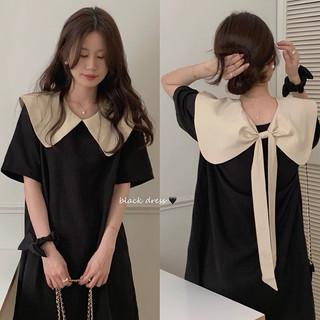 Váy ngắn tay SEEU cho nữ cổ nơ 2 mặt phong cách thanh lịch hàn quốc