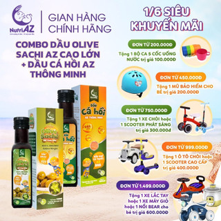 COMBO DẦU CÁ HỒI + DẦU OLIU SACHI AZ THÔNG MINH CAO LỚN NHẬP KHẨU CHÂU ÂU