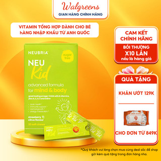 Vitamin tổng hợp cho bé Neubria Neu Kid viên nhai Multivitamin With Omega-3 của Anh Quốc 30 viên