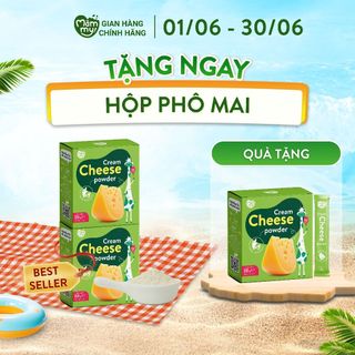 Set 2 hộp phô mai tách muối Mămmy dạng bột rắc cơm, cháo cho bé ăn dặm bổ sung canxi tăng chiều cao, hộp 10 ống 3g