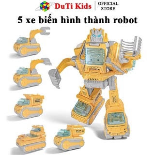Đồ chơi ô tô lắp ráp, xe ô tô biến hình thành robot 5in1 DuTi Kids