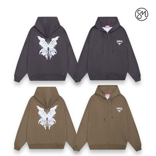 Hoodie zip butterfly - áo khoác nỉ dây kéo 2 da in bươm bướm form rộng