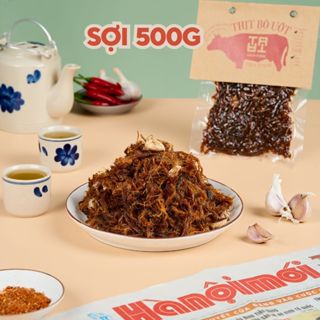 Khô bò sợi ướt cháy tỏi 500g TATA Food đồ ăn vặt Hà Nội gói BSU5