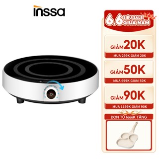 INSSA Bếp từ tròn kiểu mới, bếp từ nhỏ gia dụng đa chức năng, dụng cụ nhà bếp tiện dụng nấu lẩu, chiên xào nướng DCLU001