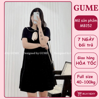 Váy Bầu Bigsize Gume Dáng Suông Đuôi Cá Cổ Sen Phối Nơ Chất Vải Sạn Lụa Cao Cấp Mặc Đi Chơi MB152