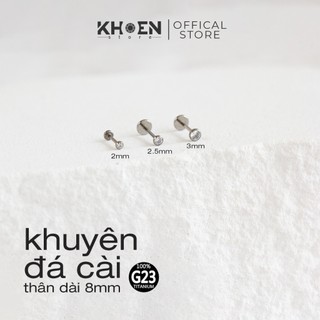 Khuyên đá cài mũi - thân 0.8 titanium g23 - khoen store