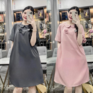 Váy xuông thiết kế NH clothing chuẩn cổ sen tay bồng hoa ngực