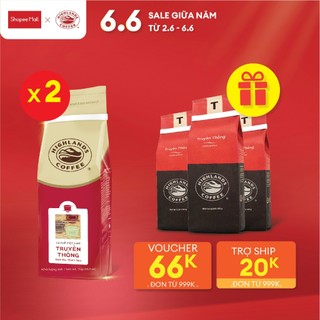 Mua 2 tặng 3 - Mua Combo 2 Cà Phê Bột Truyền Thống Highlands Coffee 1kg Tặng 3 gói 200gr