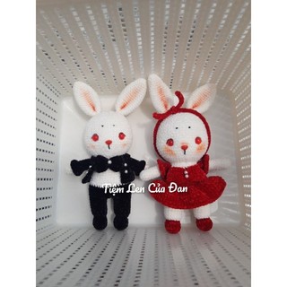 Cặp Thỏ Len handmade dễ thương~24cm