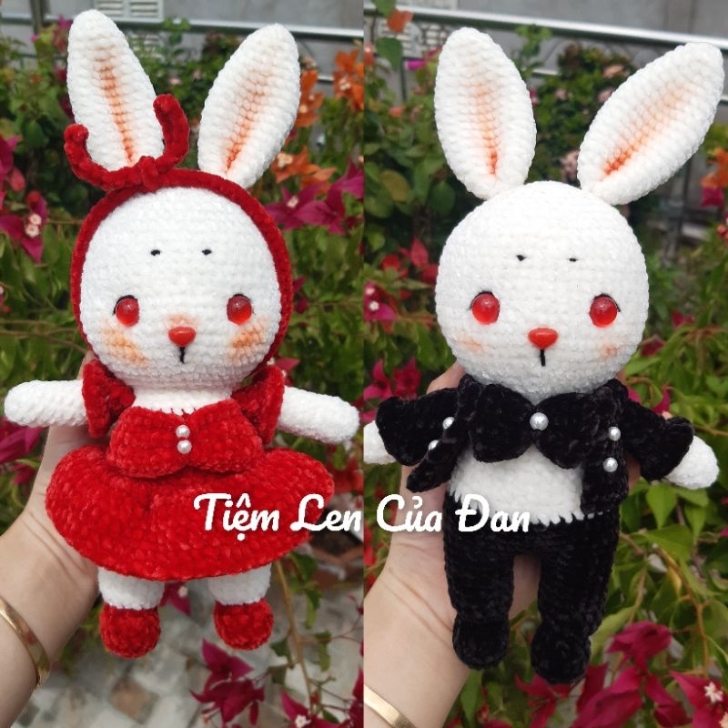 Cặp Thỏ Len handmade dễ thương~24cm