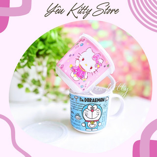 Ly cốc uống nước nhựa melamine hello kitty doraemon