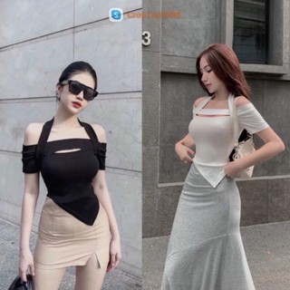 Áo thun tay ngắn dây yếm ,Áo kiểu tiểu thư hở vai sexy