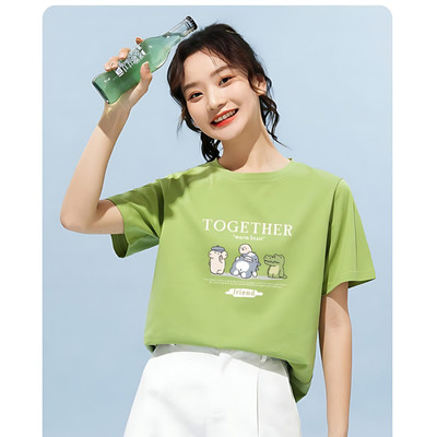 Áo phông nữ dáng rộng NA03 in hình chất thun cotton Loza CT4149