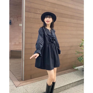 ĐẦM ĐEN TAY DÀI PHỐI LỚP BÈO